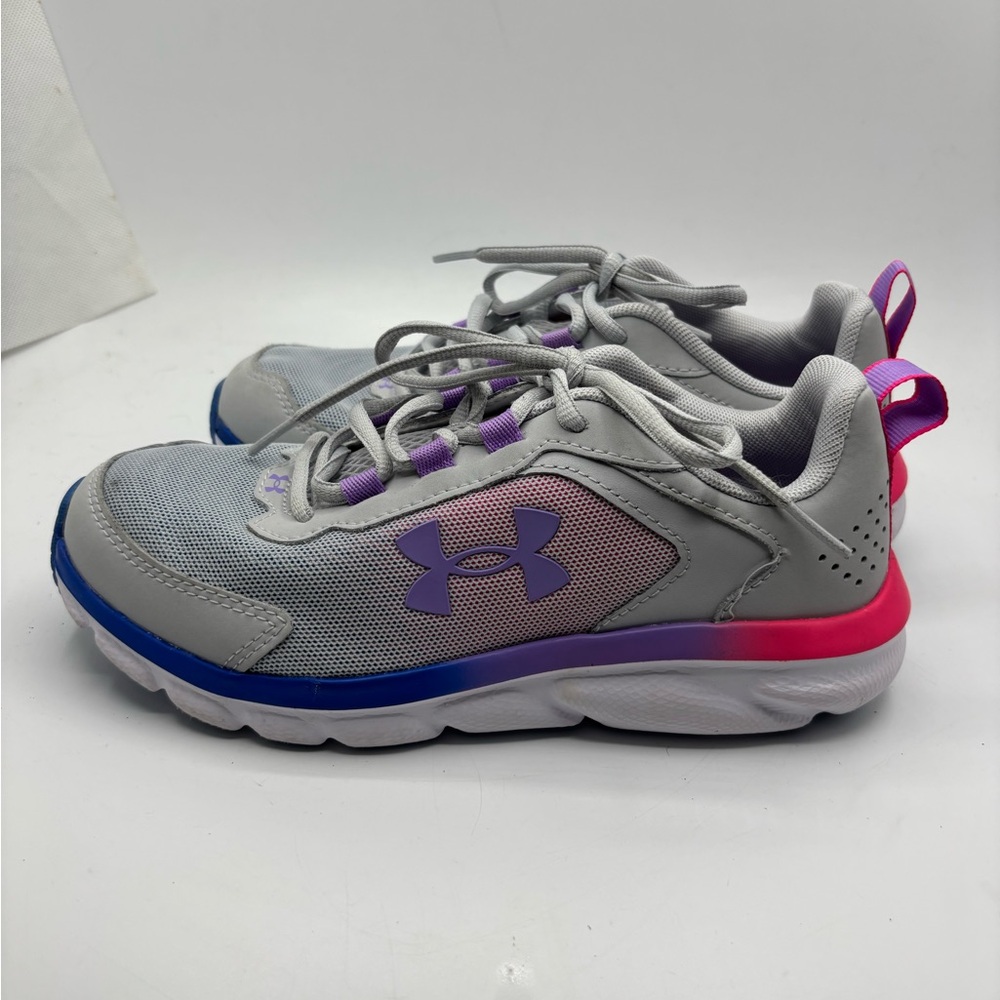 Under Armour Kids' Gray and Purple Sneakers size 4.5 youth